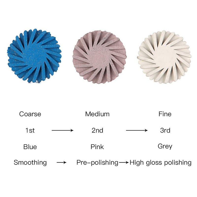 N.C 6Pcs Dental Rubber Polisher Composite Resin Polishing Wheel Spiral Flex Polishier Diamond System RA Disc Kit 14mm - Image 2